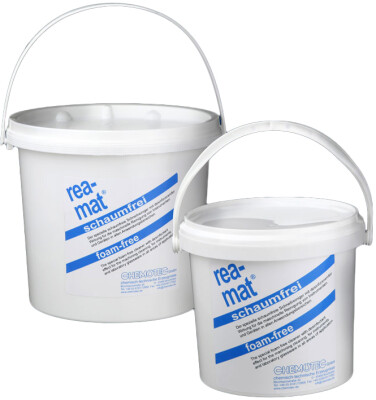 rea-mat® foam-free with disinfecting action for industrial and laboratory dishwashers.