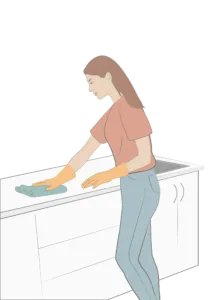 Frau wischt Nikotin von Oberfläche